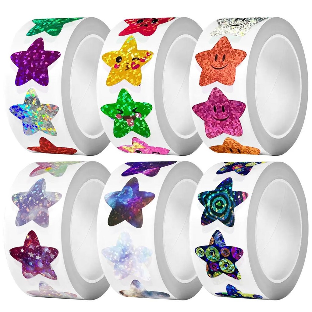 

500Pcs Glitter Star Stickers For Kids School Teacher Reward Sticker Cute Party Decor Business Label Scrapbooking Stickers