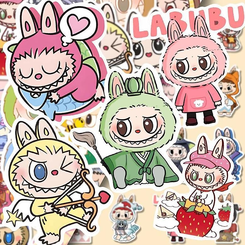 

80Pcs Labubu Monster Cartoon Waterproof Stickers Pack Cute Water Bottle Laptop Skateboard Scrapbook Anime Accessories