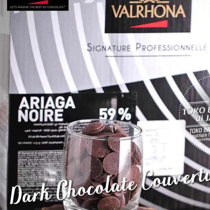 

TERSEDIA Valrhona Ariaga Noire 59% 1kg Couverture Dark Chocolate Coin Cokelat