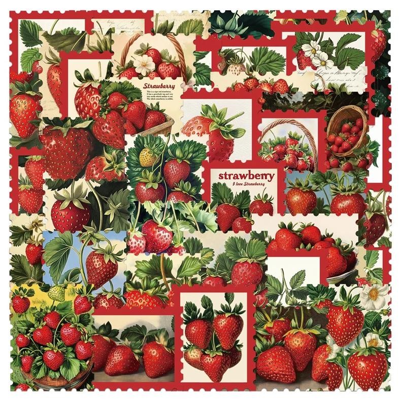 

50Pcs Cute Strawberry Stickers Diy Red Fruits Vinyl Waterproof Decals For Water Bottle Laptop Luggage Helmet Scrapbook Gifts