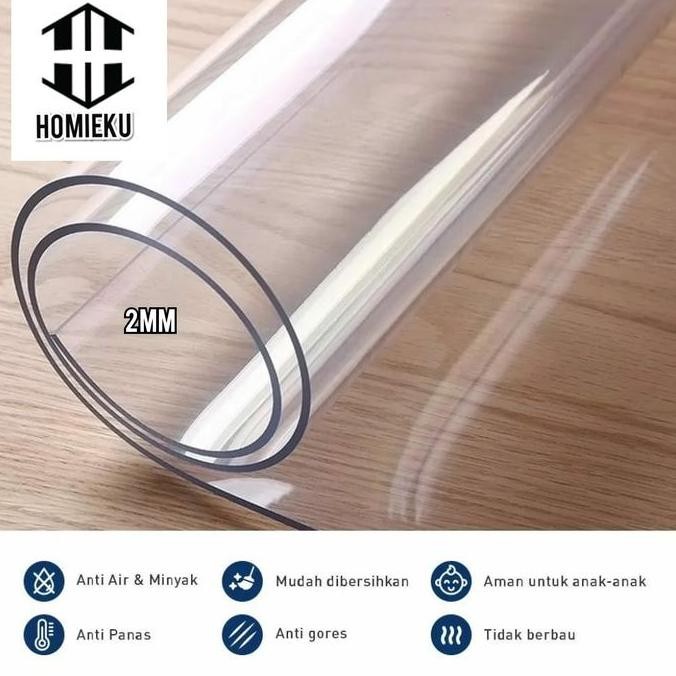 Taplak Meja Mika Bening Transparan 2 mm Waterproof