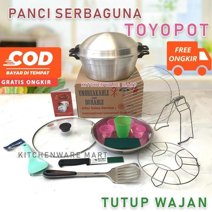 TERMURAH - Panci sebaguna tutup wajan + kaca toyopot - panci tatung - panci ajaib Aluminium Cor Teba