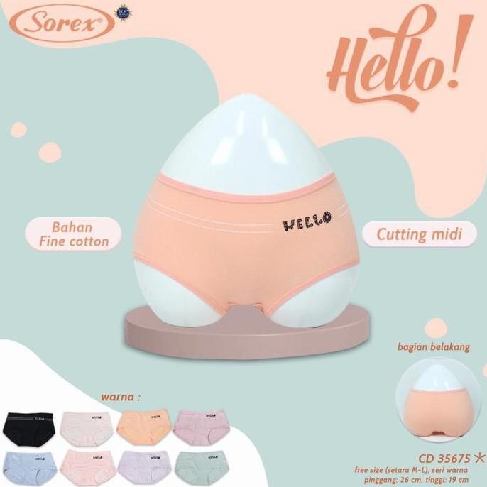 Limited, Celana Dalam Wanita Cd Sorex 35675 Katun Halus Motif Hello