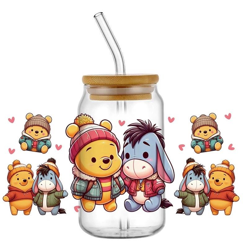 

Miniso Cute Pooh Bear Design Cup Transfer Sticker For 16Oz Libbey Uv Dtf Cup Wrap Diy Mug Cartoon Washable Selfadhesive Sticker