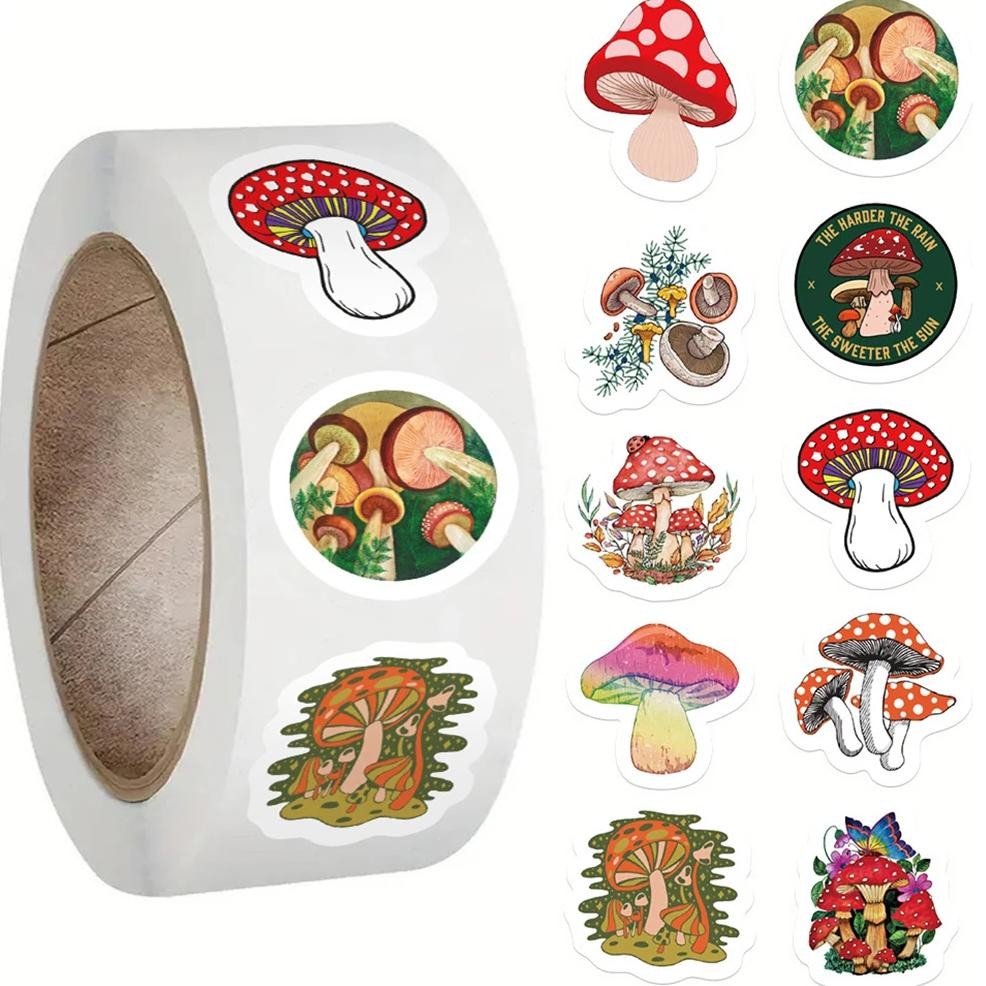 

100-500Pcs Children Mushroom Reward Stickers School Students Cute Cartoon Stationery Sticker Scrapbooking Diy Gift Decoration