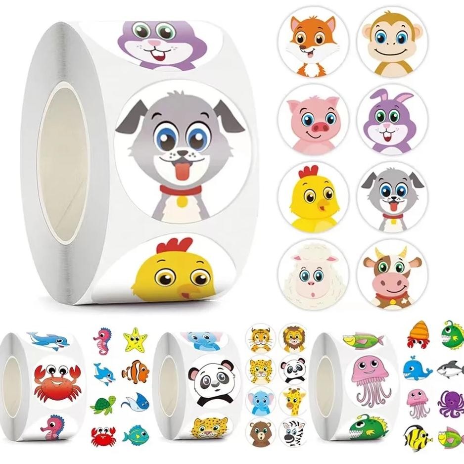 

50-500Pcs Cute Panda Animals Stickers For Kids Children School Encouragement Students Games Toy Reward Labels Stickers
