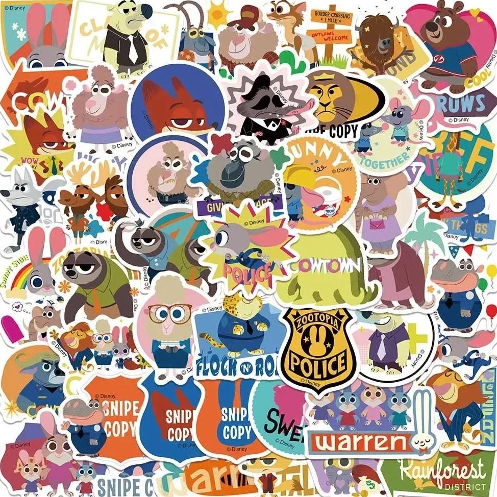 

50Pcs Disney Cute Zootopia Stickers Cartoon Judy Hopps Nick Wilde Decals Kid Laptop Luggage Scrapbook Diary Graffiti Sticker Toy