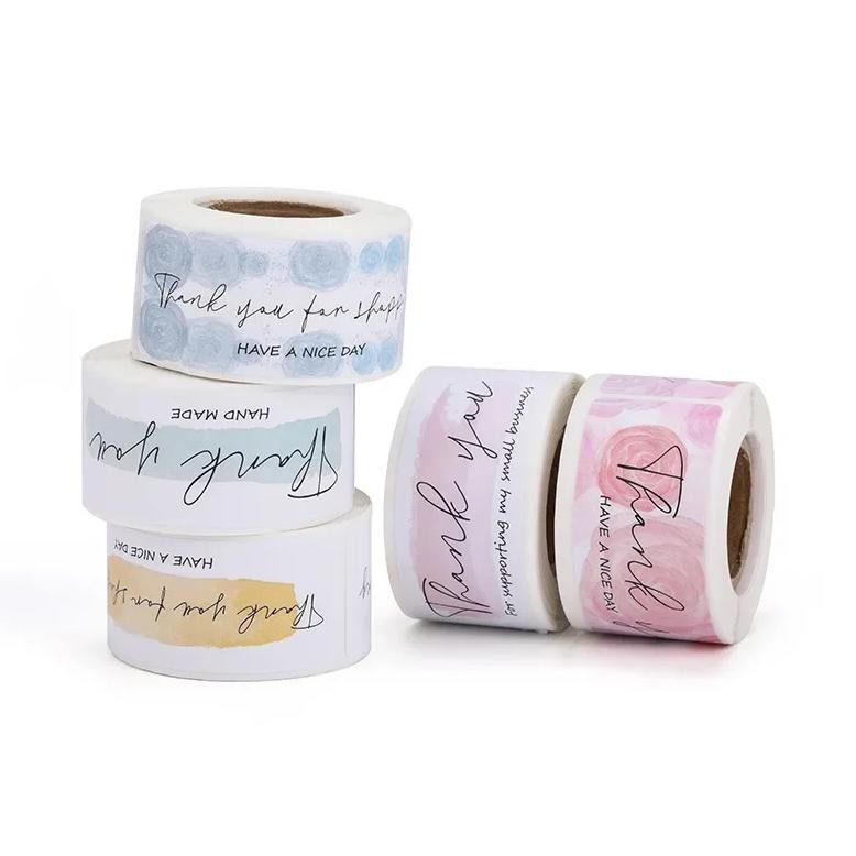 

120Pcs Rectangle Outer Packaging Sealing Sticker Cute Thank-You In Multiple Colors For Baking Packaging Sealed Labels Stationery