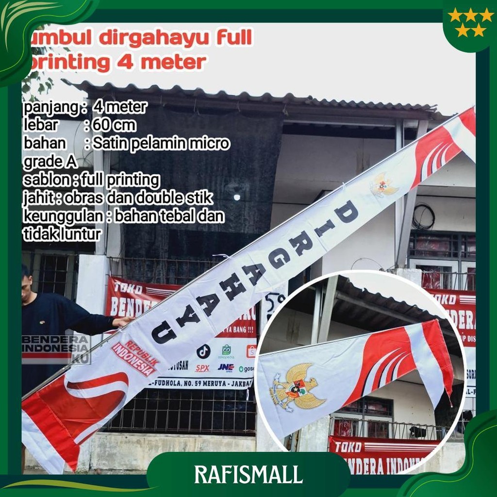 Umbul Umbul 4Meter Garuda / Umbul Merah Putih Dirgahayu Sale