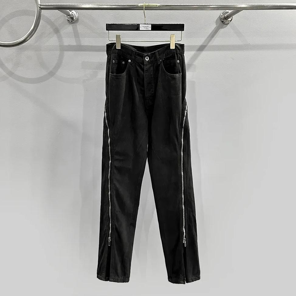 24SS Hot Sale Rick Men's Jeans Retro Casual Zipper Biker Owens Pants Korean Fashion Rock Punk Trouse