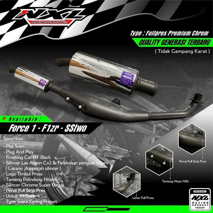 Jdm Knalpot Racing Fizr/Force1/Fiz Premium Full Press Generasi 2 Terbaru Original Nxl
