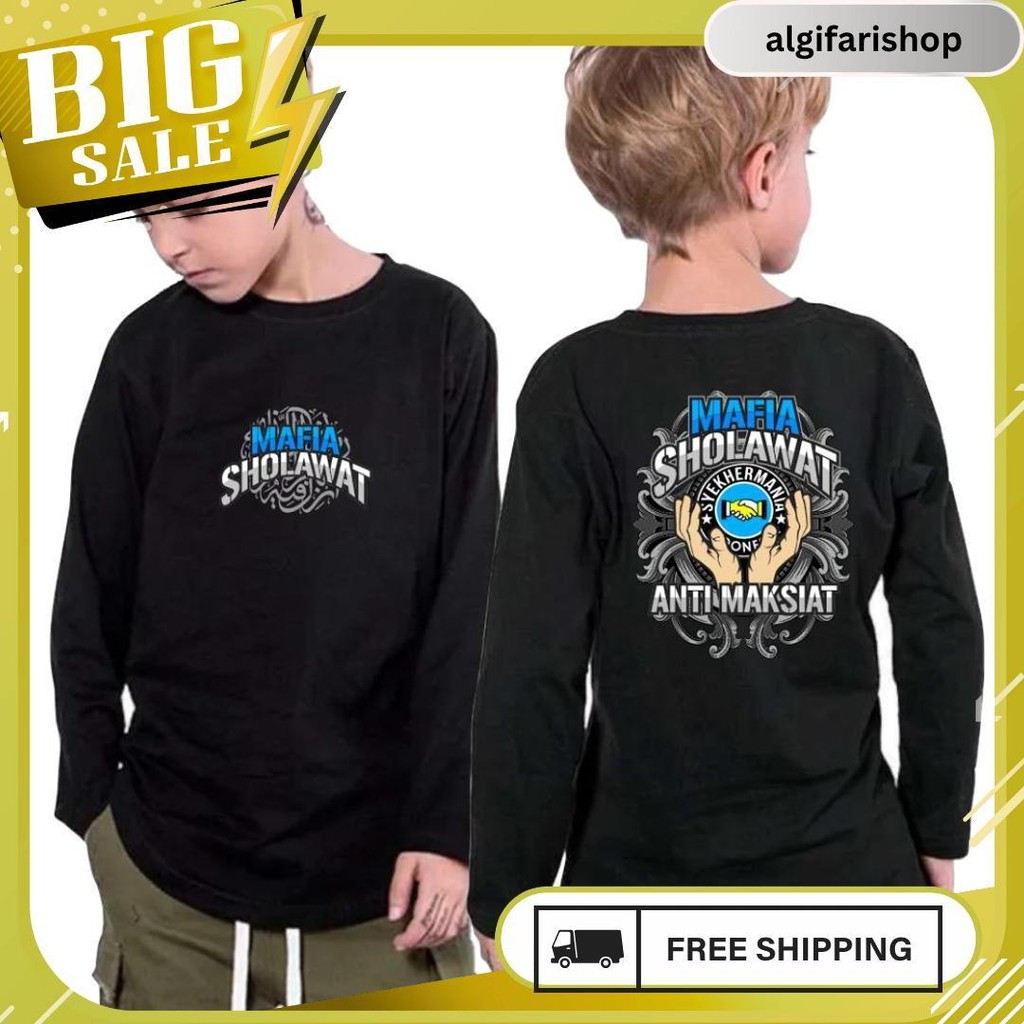 Baju Kaos Anak Mafia Sholawat Mafis Lengan Panjang Katun Termurah