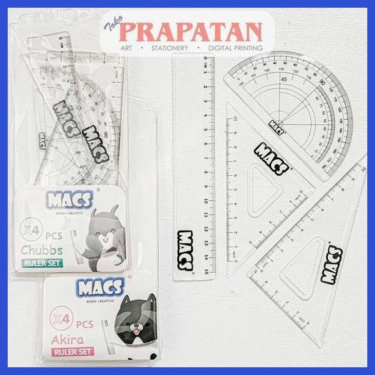 

( SEKOLAH / LUKIS ) SALE PENGGARIS SET MACS 4PCS | RULER SET (SENI / MENGGAMBAR / ART / KERAJINAN ) SIAP KIRIM