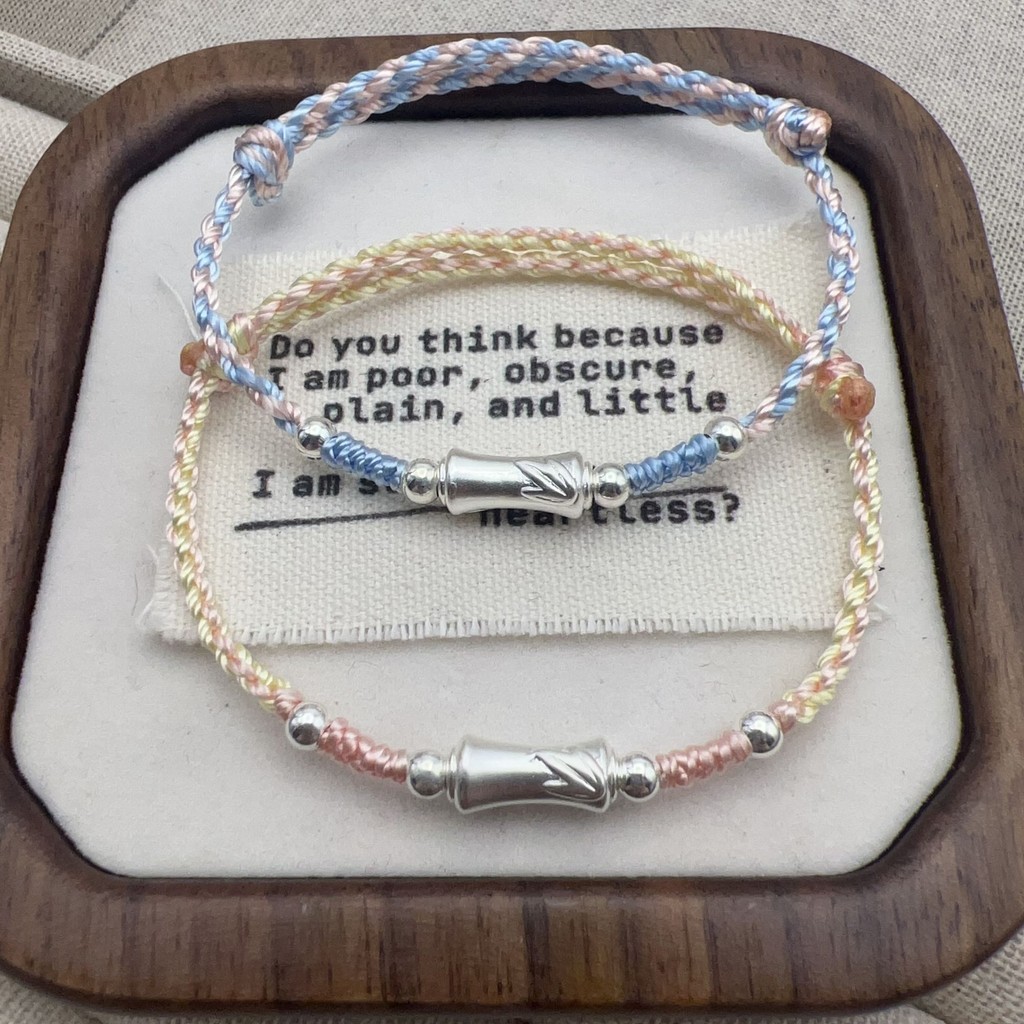 Perak Murni999Gelang Perak Murni Anyaman Simpul Bambu untuk Pria dan Wanita Pasangan