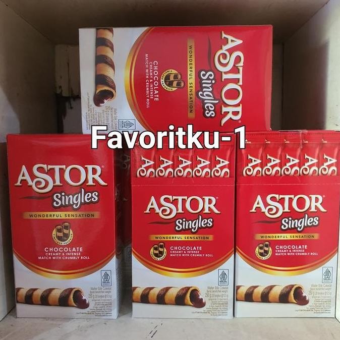 

ASTOR Singles Wafer Stick Cokelat 18 gr. 1 Box Isi 12 Pcs