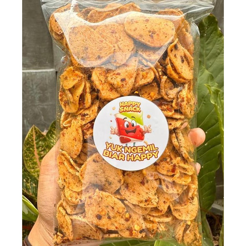 

PAKET BUNDLING PRAKTIS 200gram Basreng daun jeruk + basreng chili Cemilan oil Happy camilan snack pedas manis asin gurih keripik koin renyah Food