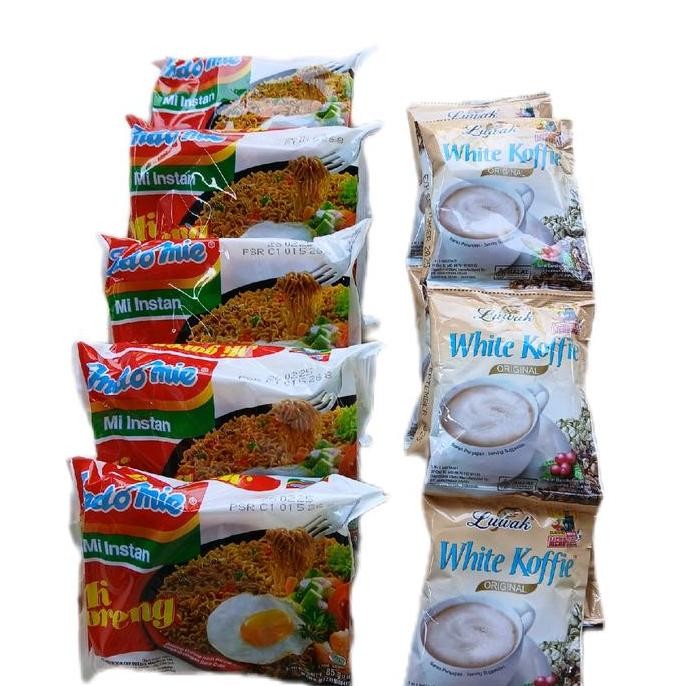 

PAKET KENYANG INSTAN (5 PCS INDOMIE GORENG + 10 SACHET LUWAK WHITE KOFFIE) Coffee Kopi