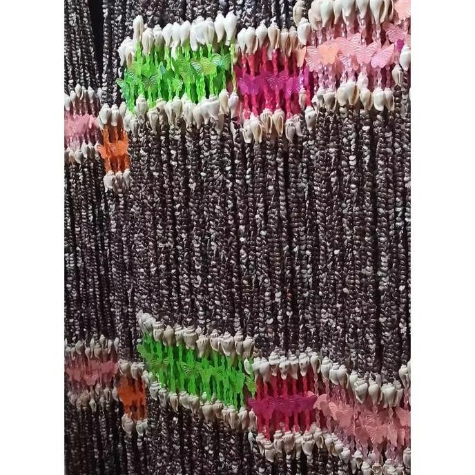Tirai Kerang 20 Untai Rumbai Kerang Hiasan Pintu Motif kupu-kupu pink NS