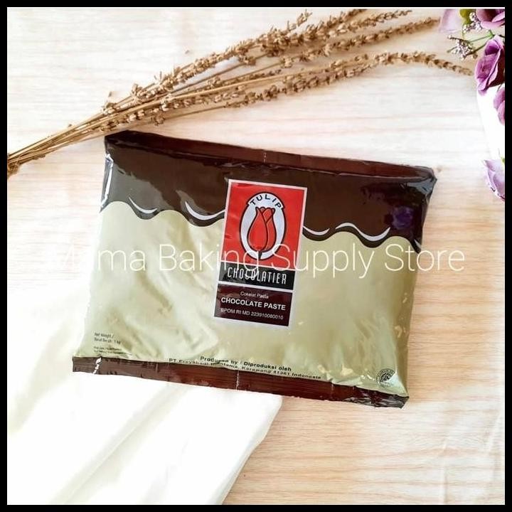 

Terlaris Tulip Dark Chocolate Cokelat Pasta Filling Isian Roti Bakpao Tulip 1Kg Good Quality