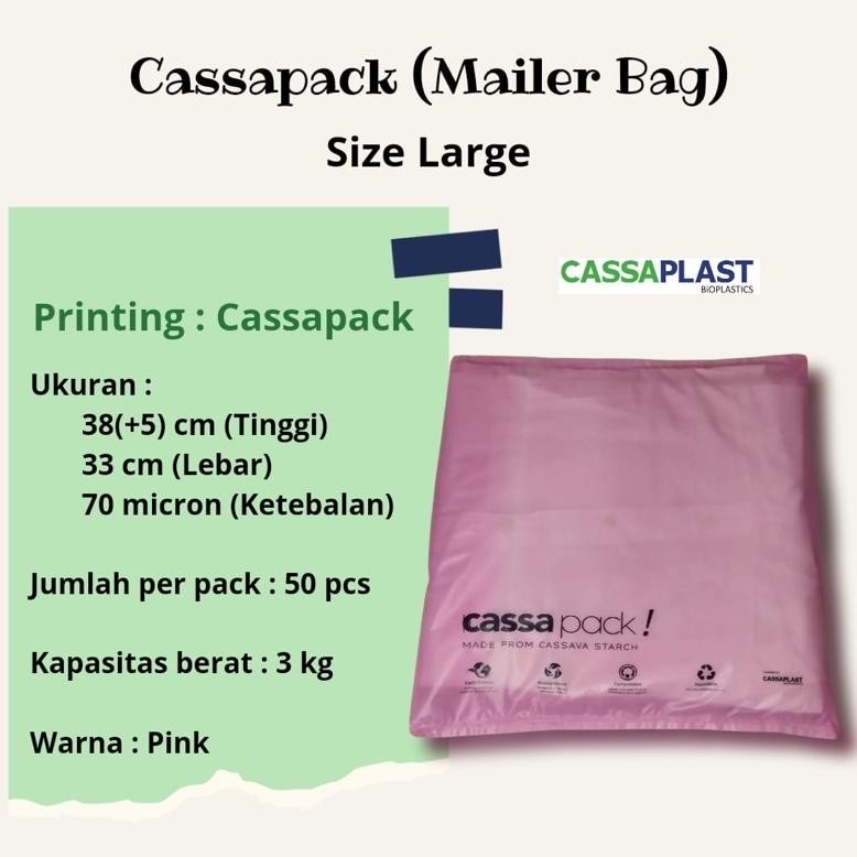 

Mailer Bag Cassaplast Size Large polymailer pembungkus online ramah lingkungan packaging olshop DiM