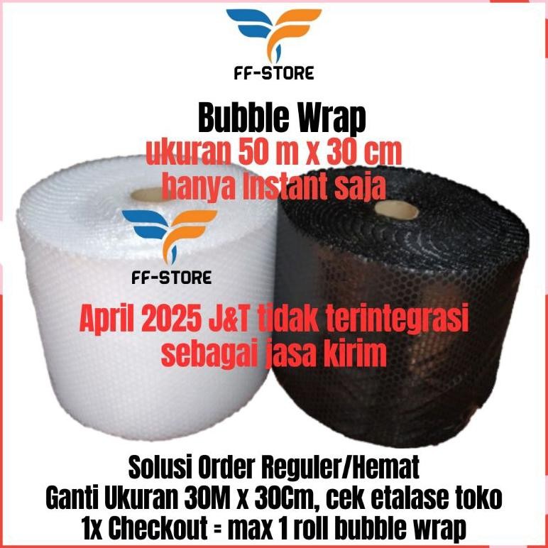 

[REGULER] [50Mx30CM] Bubble Wrap Hitam Bening Roll 30 cm x 50 m Tebal Premium Ekonomis Murah Gosend Grab Bandung DiM