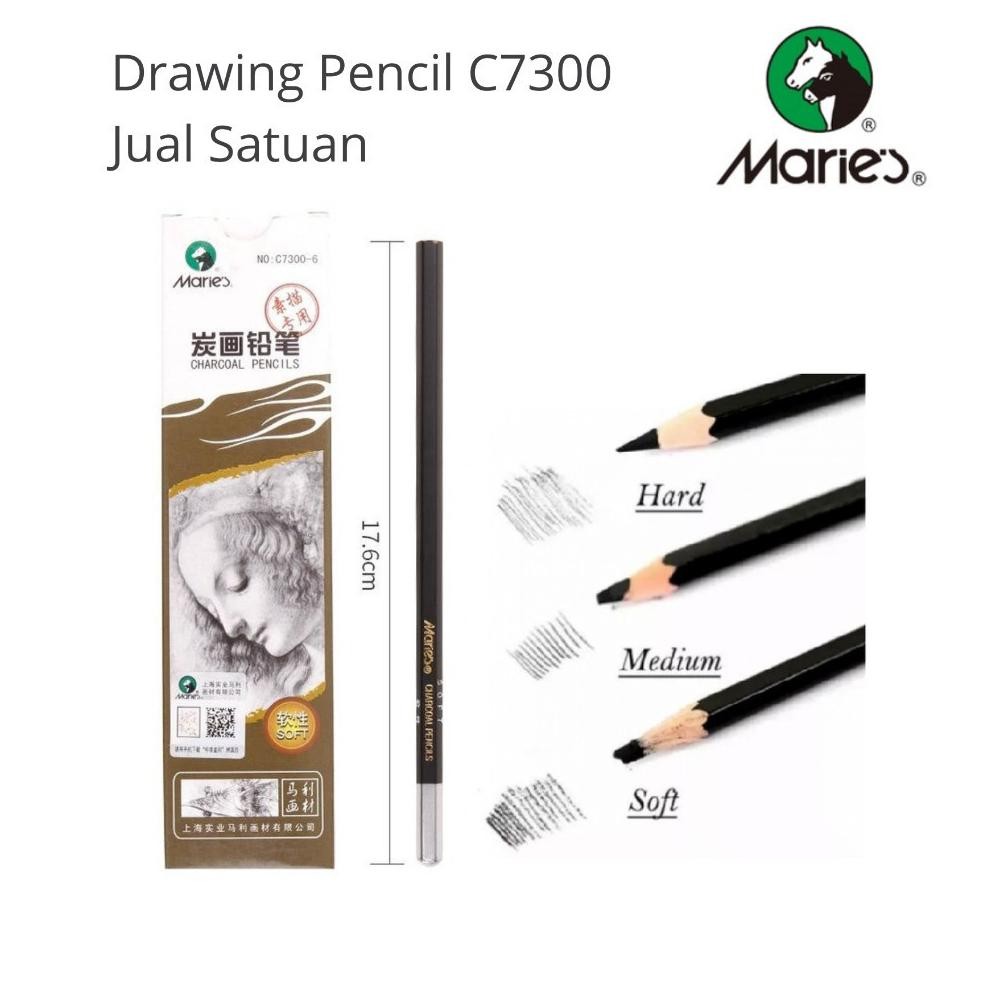 

Maries Charcoal Pencils C7300 Super Soft Hard / Maries Pensil Charcoal Hitam Satuan SHABQ DiM