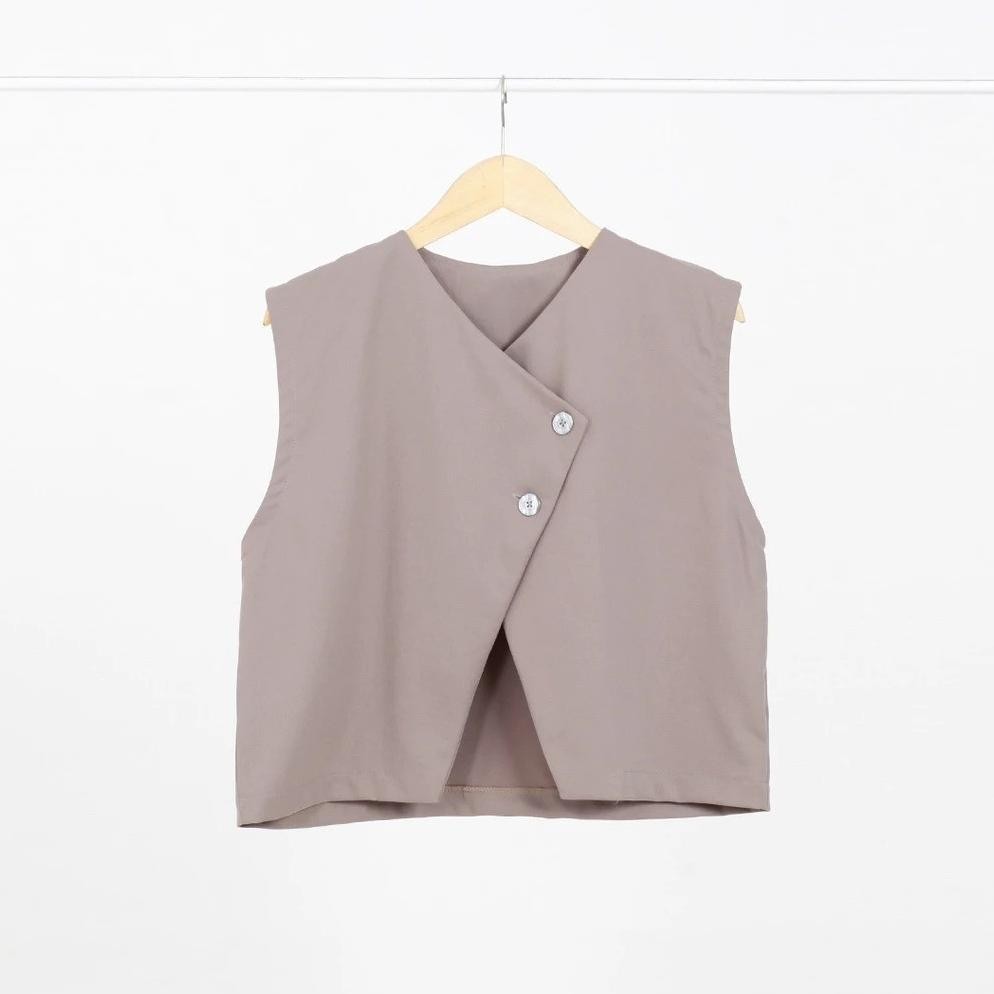 Nuna Vest / Vest Basic Wanita / Vest Linen Atasan Wanita Crop