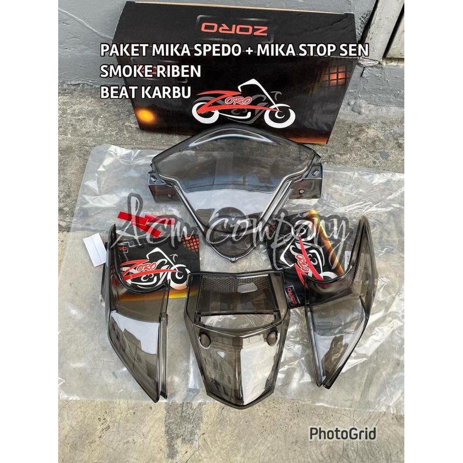 IRIT ONGKIR PAKET MIKA SMOKE SPEDO SPEEDOMETER + MIKA STOP SEN HONDA BEAT KARBU ASLI