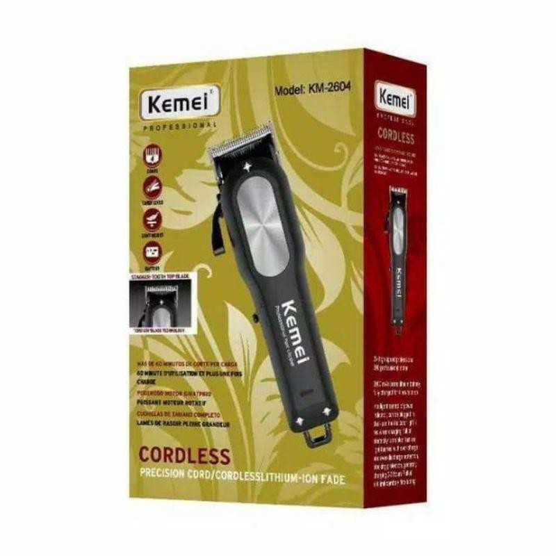 Hair Clipper Kemei-Km 2604 Mesin Cukur / Alat Cukur Rambut Recharge New Best Quality 100% Original