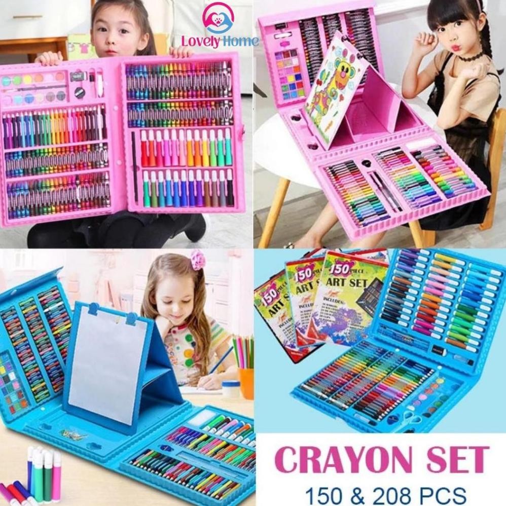 

150 Pcs Crayon Alat Lukis Anak Pensil Warna Cat Air Perlengkapan Menggambar Melukis Mewarnai Set Art Full Set Pc Krayon 150pcs 150pc