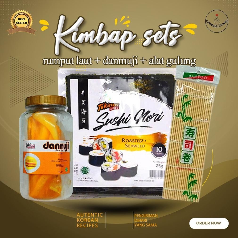 

Paket Hemat Set KimbabSushi Korea Halal Tokinori Acar Damuji Pengulung