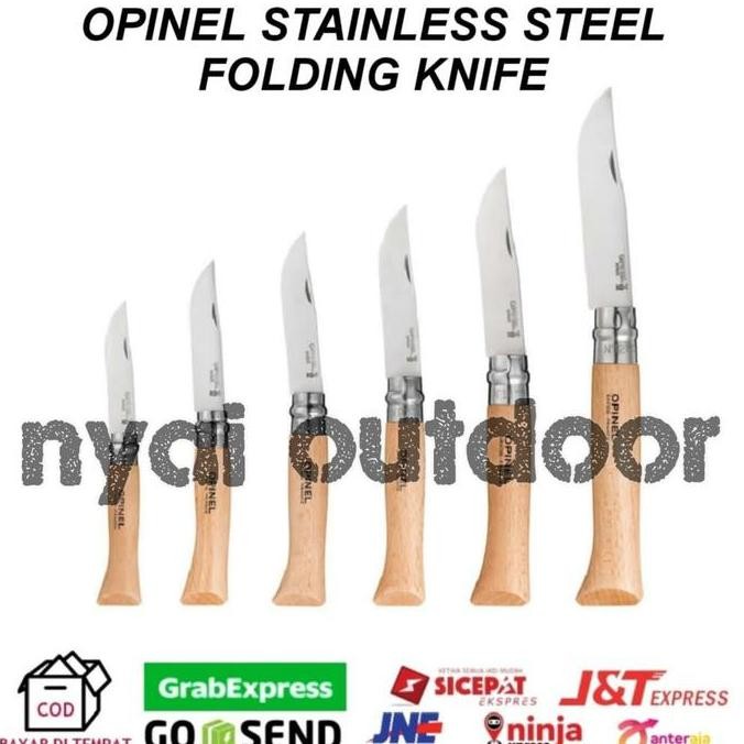 Promo Pisau Lipat Opinel Stainless Steel No6 7 8 9 10 12 Pisau Lipat Camping