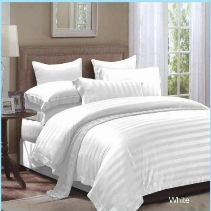 BEDCOVER + SPREI SET KINGKOIL SUTERA TENCEL SALUR/POLOS(chat warna)