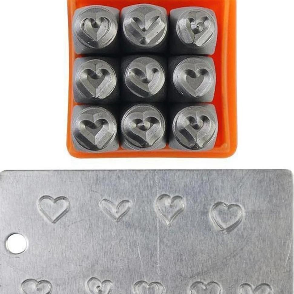 

9Pcs Heart Shaped Metal Stamps Set For Durable Jewelry Making & Diy Projects Punch Steel Stamps Workshop Hand Tools Punches