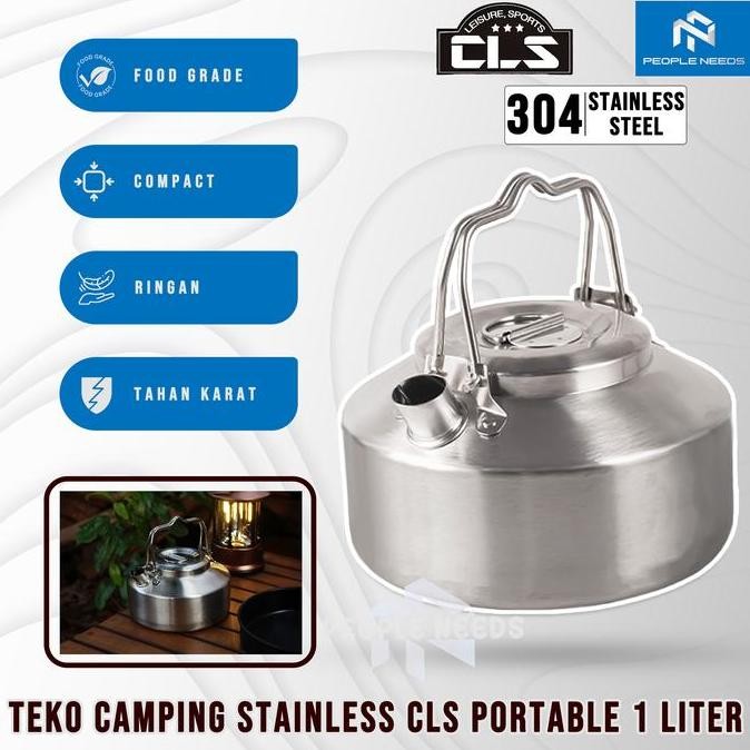 ''Terlaris" Teko Camping 1 Liter Stainless Steel 304 Two Handle Cls Teko Camping Murah