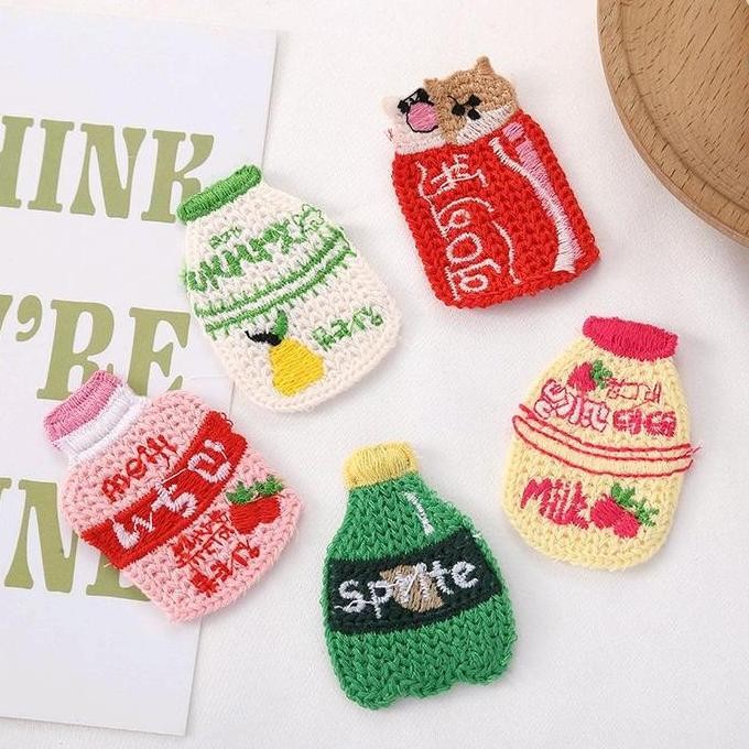 

,,,,,,,] patch croschet minuman, patch rajut knit wool