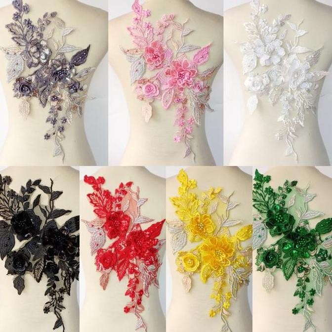

*****] lace bordir bunga 3d BB06/bordir tempel/aplikasi bordir