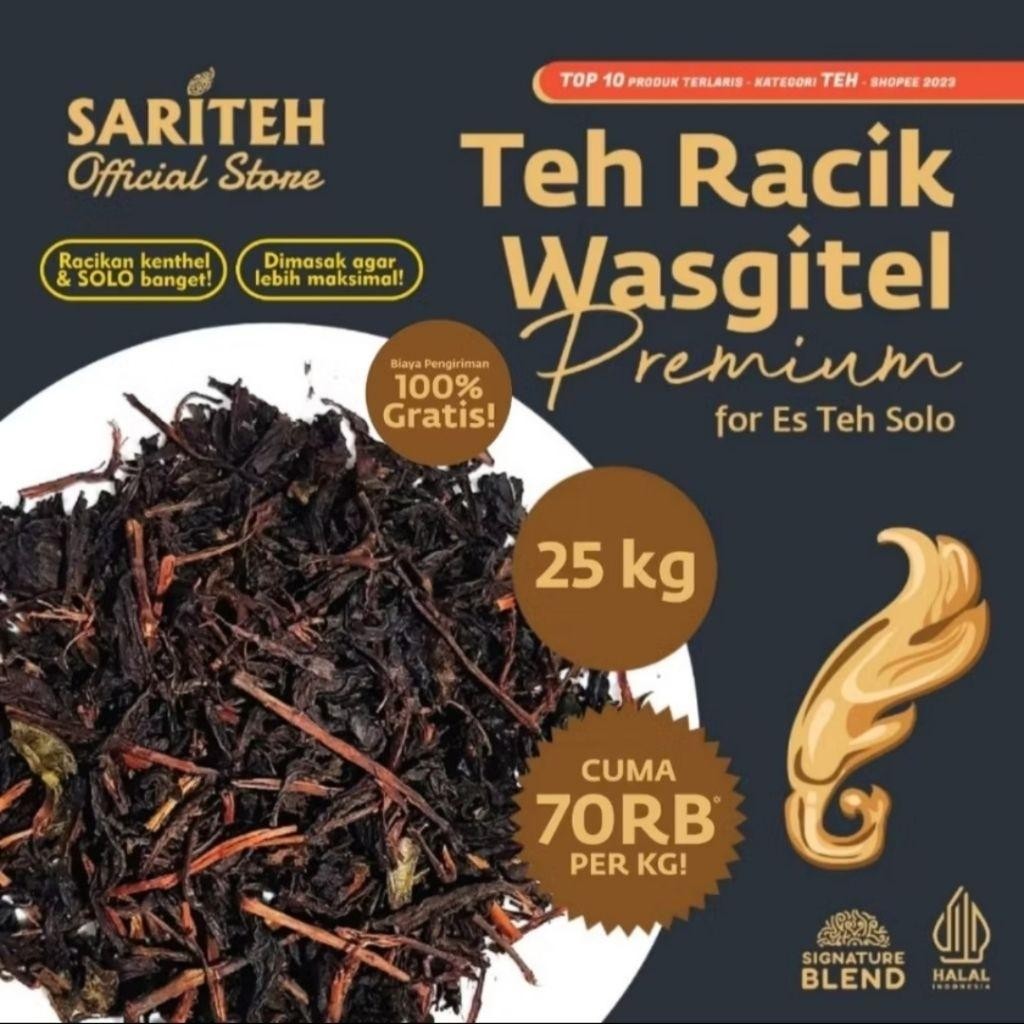 

Sariteh Indonesia Teh Racik Wasgitel Premium - Teh Melati Khas Jawa/Javanese Jasmine Tea - 25 Kg Termurah Best Quality 100% Original