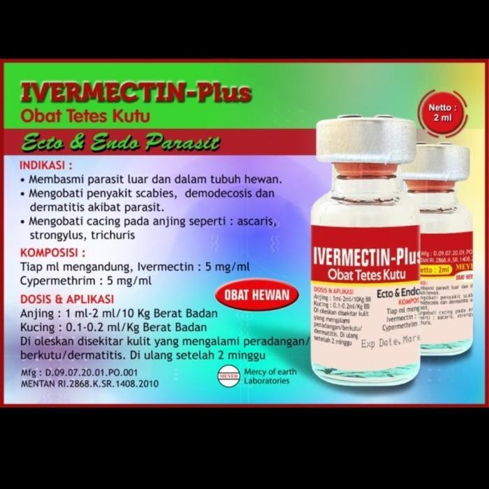 Ivermectin Obat Kutu Kucing Anjing 1 Ml/2 Ml Obat Kutu Hewan 1Ml/2Ml
