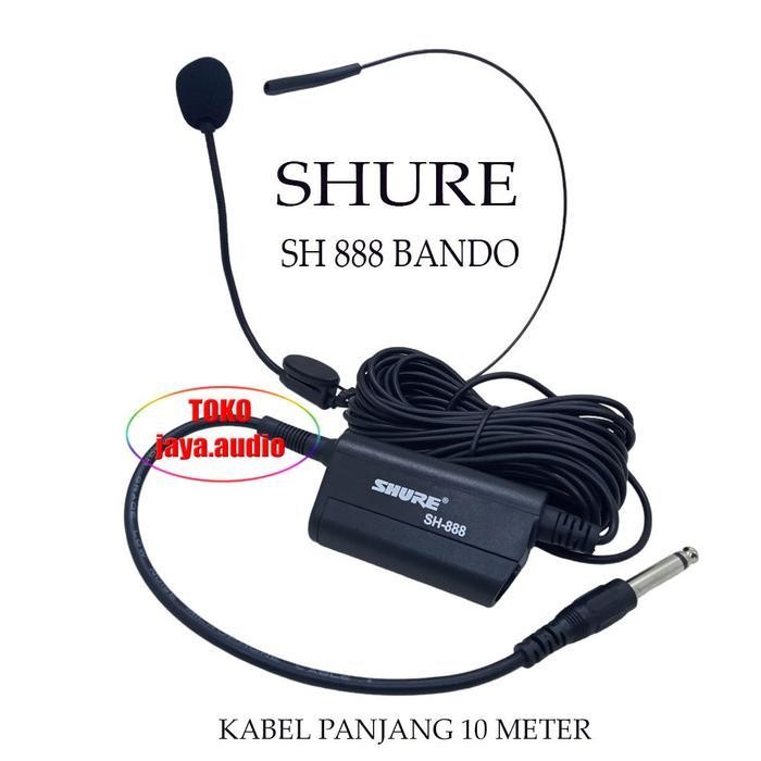 Mik Bando / Headset Shure Sh 888 Kabel 10 Meter Microphone Imam Sholat Mik Masjid Mic Shure Original