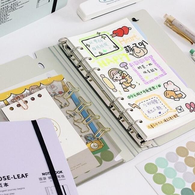 

[MILOLI] BINDER STRAP A5 A6 NOTEBOOK PORTABLE MORANDI Note Book Loose Leaf Rose - E0058