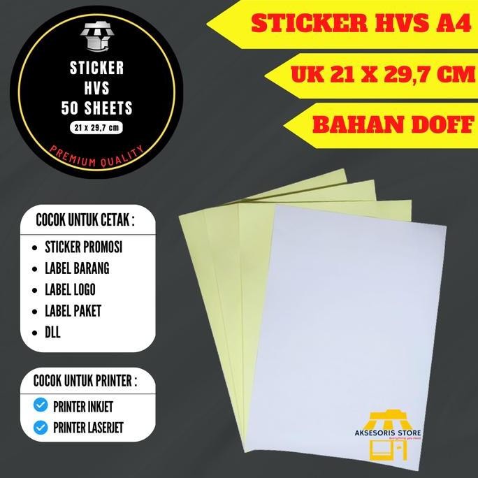 

STICKER HVS A4 ISI 50 LEMBAR / KERTAS STIKER HVS INKJET DOFF A4