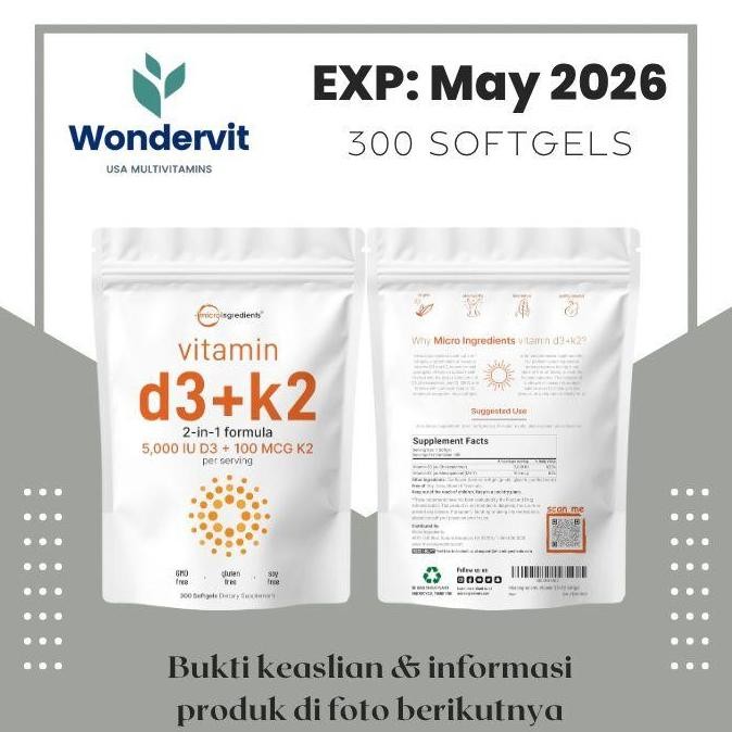 Micro Ingredients MicroIngredients Vitamin D3 5000IU K2 100mcg 300 gel