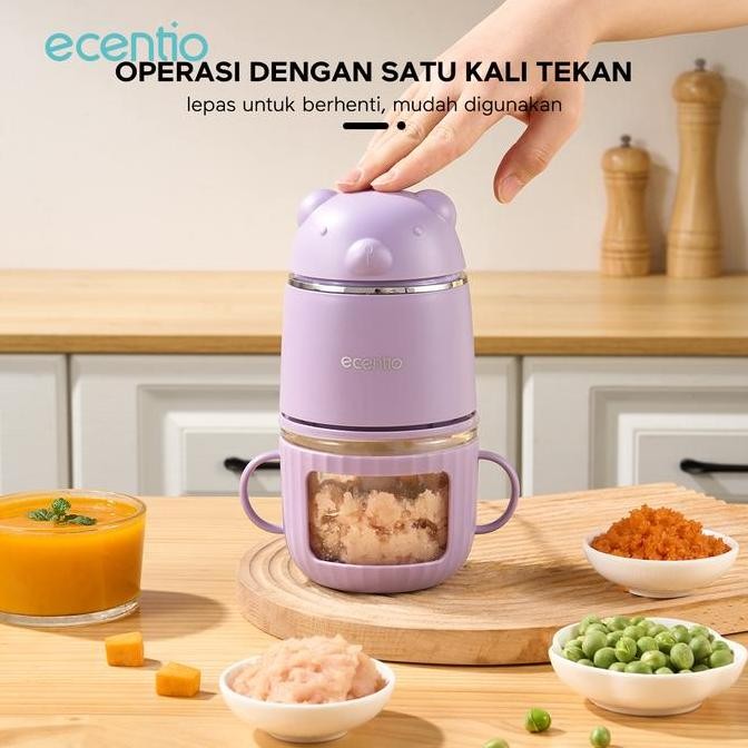 

Terlaris Ecentio Food Chopper Mini Chopper Multifungsi Mpasi 350Ml Blender Portable Stainless Steel Anti Karat 150W
