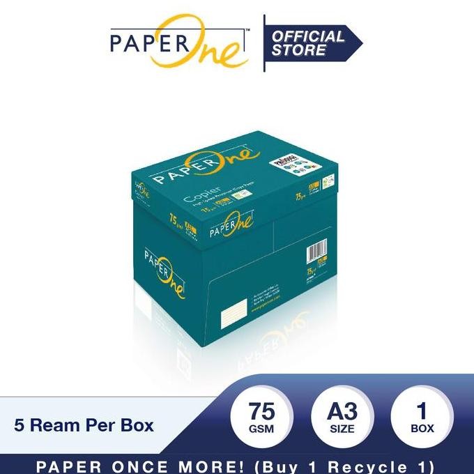 

PaperOne Kertas A3 75gr Copier 1 Box (2500 lembar) Kertas HVS