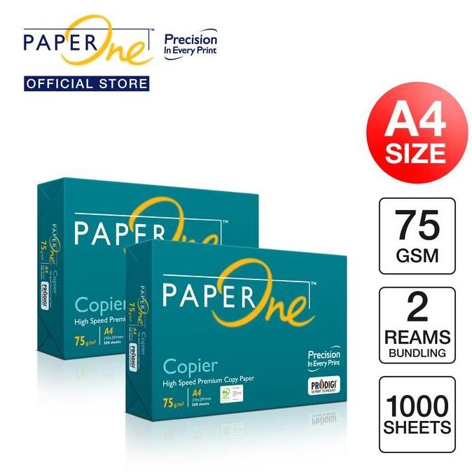 

PaperOne Kertas A4 75gr Copier 2 Rim (1000 lembar) Kertas HVS
