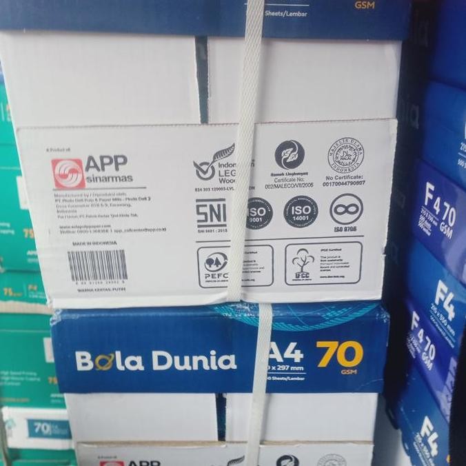 

New Product - Kertas Hvs / Kertas Photocopy A4 70 Gr Bola Dunia 1 Rim Kiarastoreku