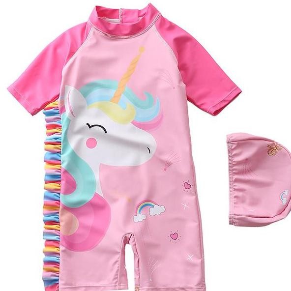 Baju Renang Anak Perempuan Baju Renang Jumpsuit Topi