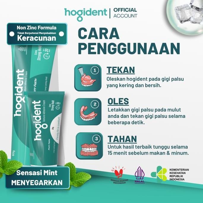 

New Product - [Super Hemat] Hogident Lem Perekat Gigi Palsu Tahan Hingga 20 Jam - Bundling 3Pcs 60Gram Kiarastoreku