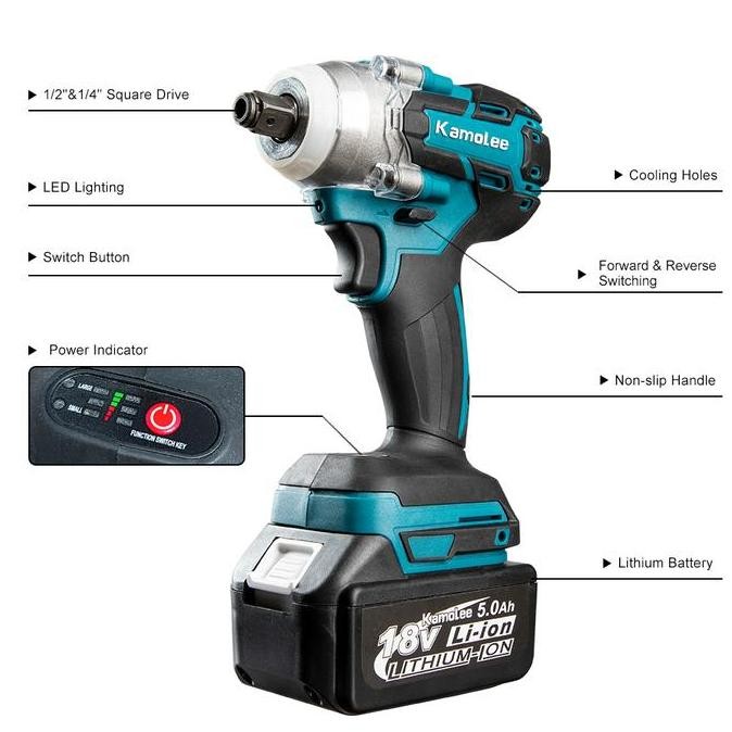Kamolee - Cordless Electric Impact Wrench-Impact Drill-DTW285/520N.M